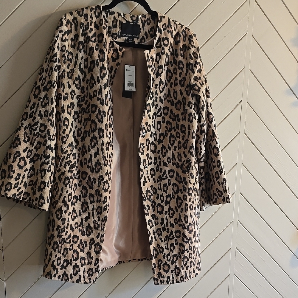 Banana Republic Leopard Print Cape Jacket